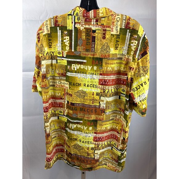 Harley-Davidson Mens All Over Print Graphic Button-Up Shirt Medium 100% Rayon - Picture 4 of 5